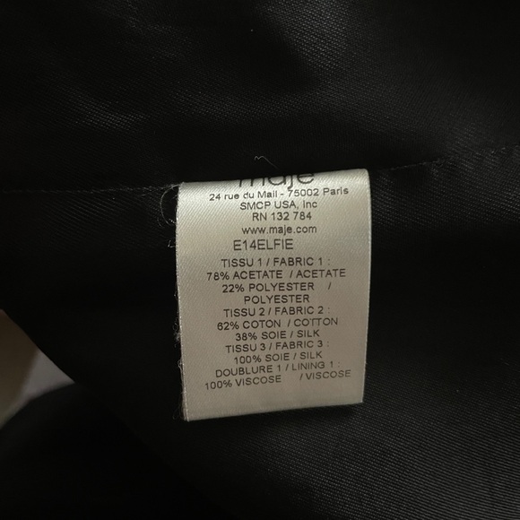 Maje Jumpsuit Elfie Tuxedo Plunging V Neck Black Satin Trim - Picture 14 of 14